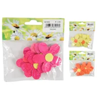 Decoratie bloemen papier glitter 6 cm 3 assorti set van 6 | 50 stuks