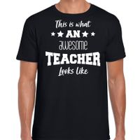 Cadeau t-shirt voor heren - awesome teacher - zwart - docent/leraar/schooljaar bedankje - thumbnail
