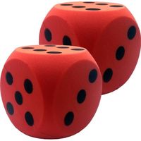2x Grote schuimrubberen dobbelstenen rood 1 stuk - Dobbelspellen - thumbnail