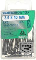 Sp.pl.schr.torx 3,5x40mm rvs 18st - Deltafix