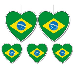 5-delige hou van Brazilie versiering set hartjes van 14 cm en 28 cm