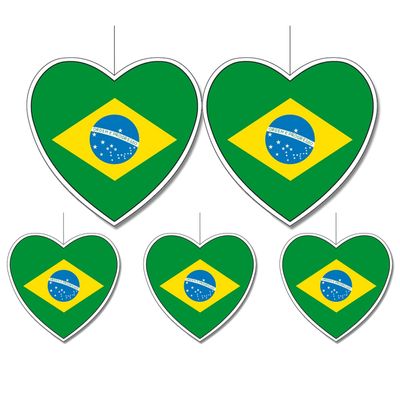 5-delige hou van Brazilie versiering set hartjes van 14 cm en 28 cm