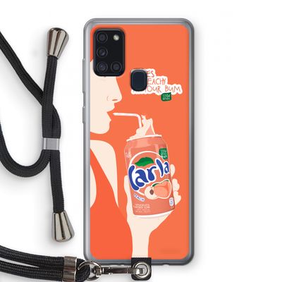 Peach please!: Samsung Galaxy A21s Transparant Hoesje met koord