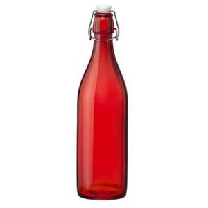Rode giara waterflessen van 1 liter met dop   -