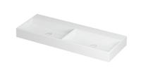 Wastafel United Porselein dubbel zonder kraangat incl. porseleinen click plug en verborgen overloop systeem 120 cm x 45 cm x 11 cm Mat wit 0206122