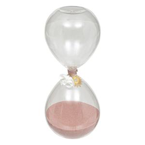 Zandloper cilinder - decoratie of tijdsmeting - 30 minuten - roze zand - D8 x H20 cm - glas