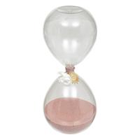 Zandloper cilinder - decoratie of tijdsmeting - 30 minuten - roze zand - D8 x H20 cm - glas