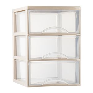 Ladeblokje/bureau organizer met 3x lades - transparant/beige - L26 x B36 x H37 cm - plastic