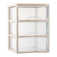 Ladeblokje/bureau organizer met 3x lades - transparant/beige - L26 x B36 x H37 cm - plastic