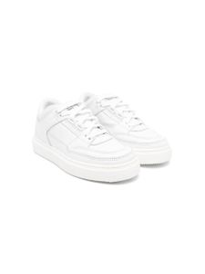 Balmain Kids baskets en cuir à empiècements - Blanc