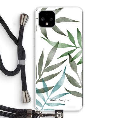 Tropical watercolor leaves: Pixel 4 XL Transparant Hoesje met koord