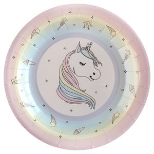 Eenhoorn thema feest wegwerpbordjes - 10x - 23 cm - unicorn/magie themafeest