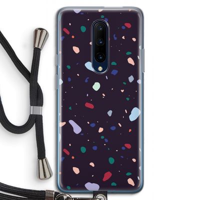 Dark Rounded Terrazzo: OnePlus 7 Pro Transparant Hoesje met koord