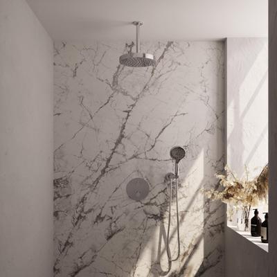 BRAUER Stripe Thermostatische Inbouw Regendouche - 3-weg - rond - SET 42 - 25cm douchekop - plafondarm - 3-standen handdouche - doucheslang - wandaansluitbocht - chroom 5-CE-447