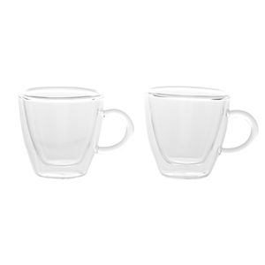 Set van 6x dubbelwandige koffie/espresso glazen met oor 60 ml - transparant