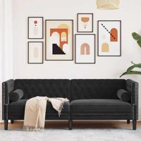 Chesterfieldbank Geruit Zwart 194 x 74.5 x 70.5 cm Fluweel Chesterfieldbank Geruit Zwart 194 x 74.5 x 70.5 cm Fluweel