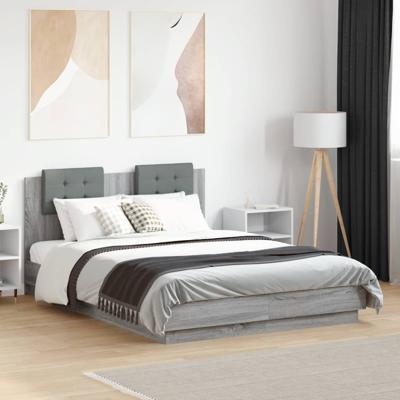 Bedframe met hoofdeinde grijs sonoma eiken 120x190 cm