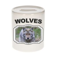 Dieren wolf spaarpot - wolves/ wolven spaarpotten kinderen 9 cm