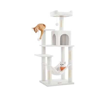 Krabpaal van 143 cm met hangmat, crèmewit