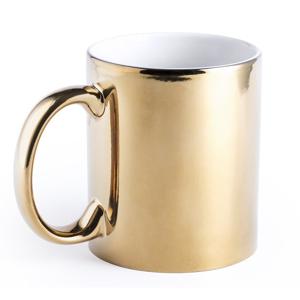 Koffiebeker/theemok - Metallic goud - keramisch - 350 ml - Servies - Bekers/mokken