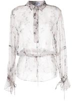 CHANEL Pre-Owned chemise en soie à fleurs - Gris - thumbnail