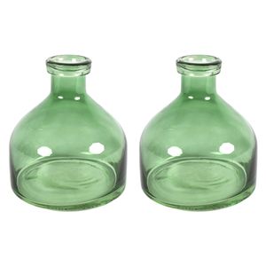 Bloemenvaas Low Bottle - 2x - transparant groen - glas - D18 x H20 cm