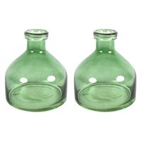 Bloemenvaas Low Bottle - 2x - transparant groen - glas - D18 x H20 cm