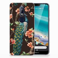 Nokia 7.1 TPU Hoesje Pauw met Bloemen