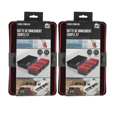 Opbergmanden - 14x stuks - 3 formaten - Rood/zwart - ladekastorganizer