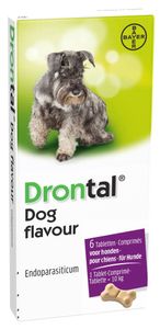 Drontal Dog Tasty 150/144/50 mg ontwormingsmiddel hond S/M 6 tbl
