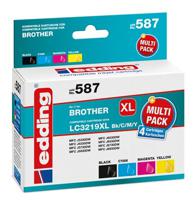 Edding Inktcartridge vervangt Brother LC3219XL Bk/C/M/Y Compatibel Combipack Zwart, Cyaan, Magenta, Geel EDD-587 18-587 - thumbnail