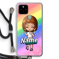 Chibi Maker vrouw: Pixel 5 Transparant Hoesje met koord