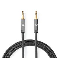 Stereo-Audiokabel | 3,5 mm Male - 3,5 mm Female | Gun Metal Grey | Gevlochten kabel