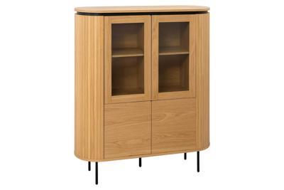 Highboard ATELIER 140 cm, naturel eikenhoutlook met zwarte poten - 47454