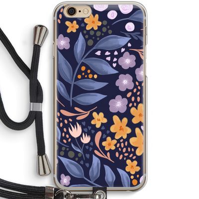 Flowers with blue leaves: iPhone 6 / 6S Transparant Hoesje met koord