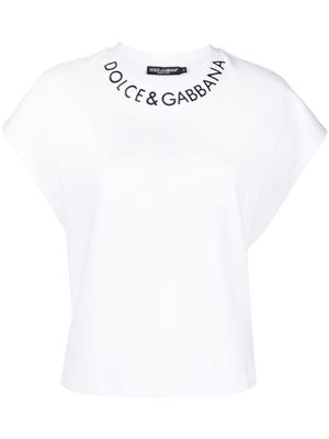 Dolce & Gabbana t-shirt à logo brodé - Blanc
