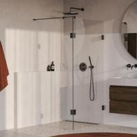 Brauer Void - Inloopdouche - Helder Glas - 90 x 200 cm - met Zijwand 30 cm - incl. Glascoating - PVD Gunmetal Geborsteld