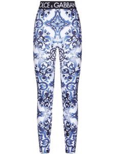 Dolce & Gabbana legging à imprimé Majolica - Bleu