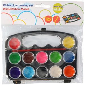 Kinderen schilders/schilderen waterverf set 12 kleuren - Hobby/knutselen