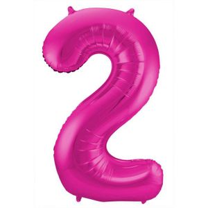 Roze Folieballon Cijfer 2 - 86 cm
