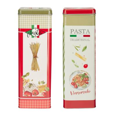 Pasta / spaghetti bewaarblik Nostagia set - groen - metaal - Italiaans - 10 x 8 x 20 cm