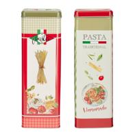 Pasta / spaghetti bewaarblik Nostagia set - groen - metaal - Italiaans - 10 x 8 x 20 cm
