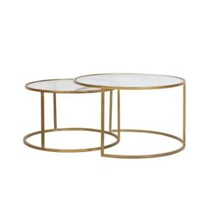 Light & Living Salontafel Duarte - Glas|Antiek Goud - Ø75+Ø65cm