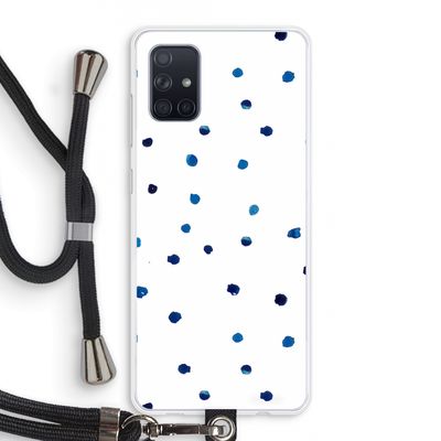 Blauwe stippen: Samsung Galaxy A71 Transparant Hoesje met koord