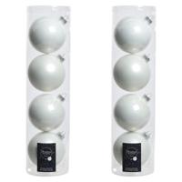 Decoris kerstballen - 8x st - wit - D10 cm - glas - kerstversiering