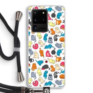 Kleurrijke katten: Samsung Galaxy S20 Ultra Transparant Hoesje met koord