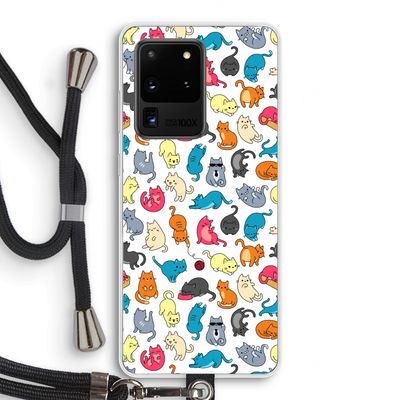 Kleurrijke katten: Samsung Galaxy S20 Ultra Transparant Hoesje met koord