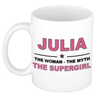 Julia cadeau mok - Woman Myth Supergirl - naam koffiemok - 300 ml - collega - moederdag