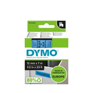 Huismerk DYMO D1 45016/S0720560 Labeltape 12mm Zwart op Blauw