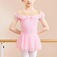 Kinderdanskleding Ballet Kleding Strik Geplooid Pure Kleur Voor meisjes Prestatie Opleiding Korte mouw Hoog Katoenmix Lightinthebox